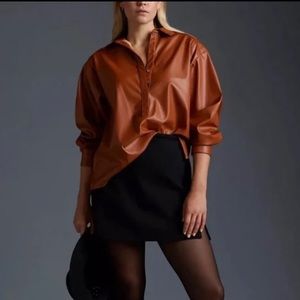 Anthropologie Faux Leather Long Sleeve